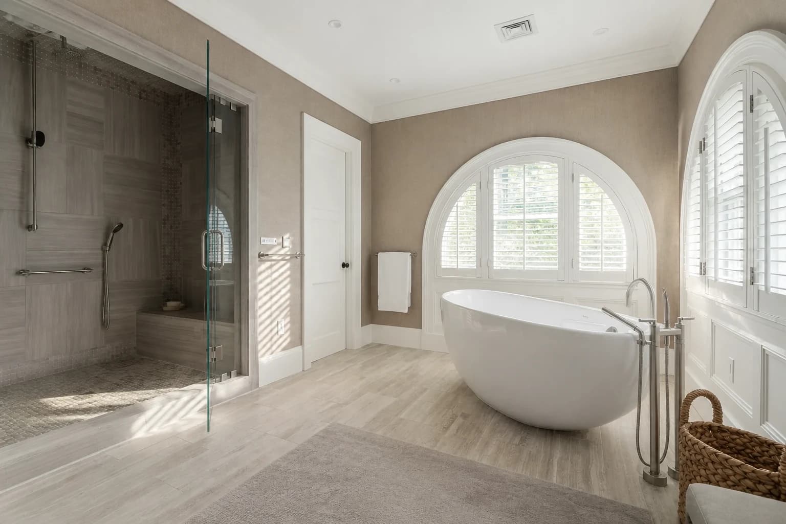 Editorial visualization of a quiet spa bathroom