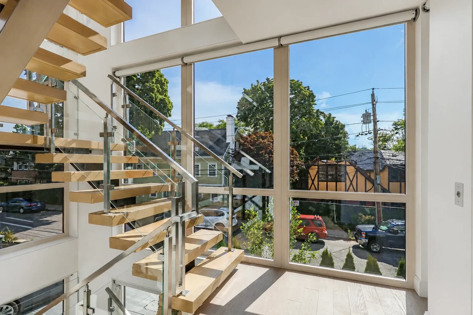 Floating stair and glass enclosure detail